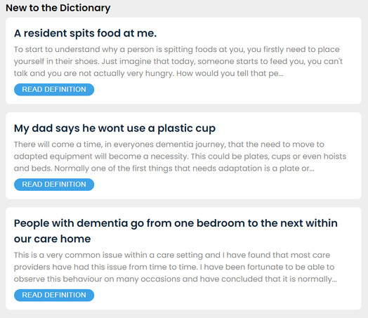Dementia Dictionary | Home | Pioneering Dementia Care